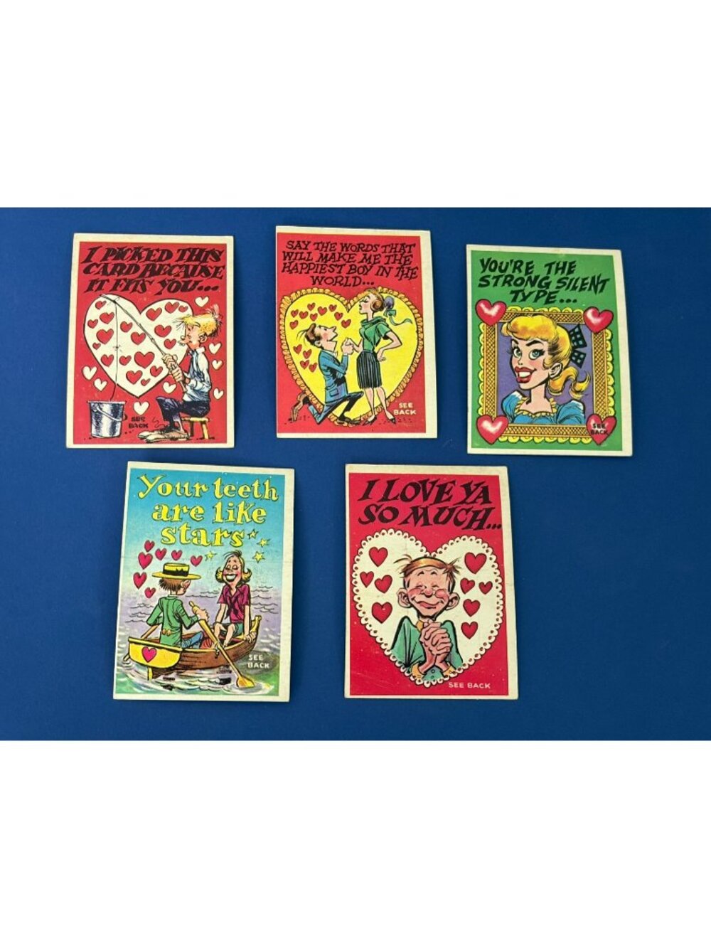 1959 Topps Funny Valentines 5 Card Lot All Original EX show well check